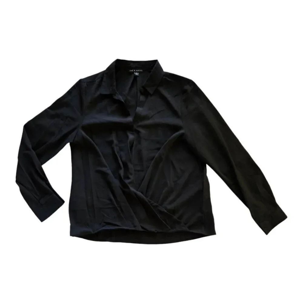 Zac & Rachel Twist Front Button Blouse Black Large